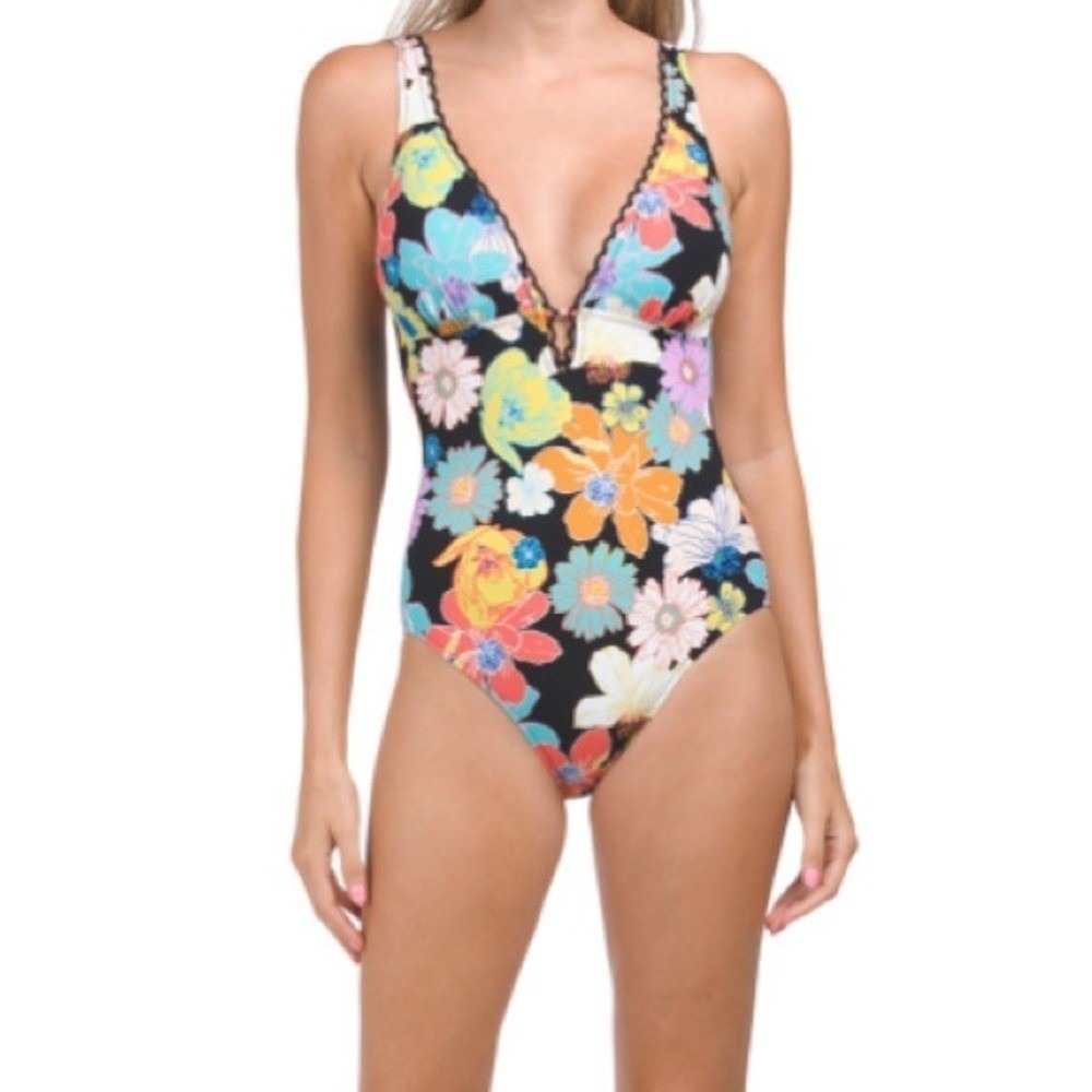 Profile by Gottex® Rising Sun V-Neck Halter One Piece Swimsuit Size 16
